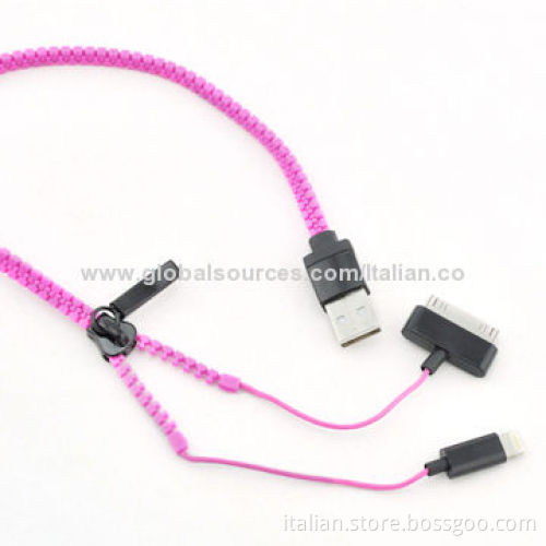 2-in-1 Zipper USB Cable for iPhone4/4s and iPhone5/5s